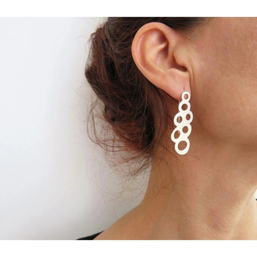 Handmade in SPAIN - Sterling Silver, Openwork Circle Earrings